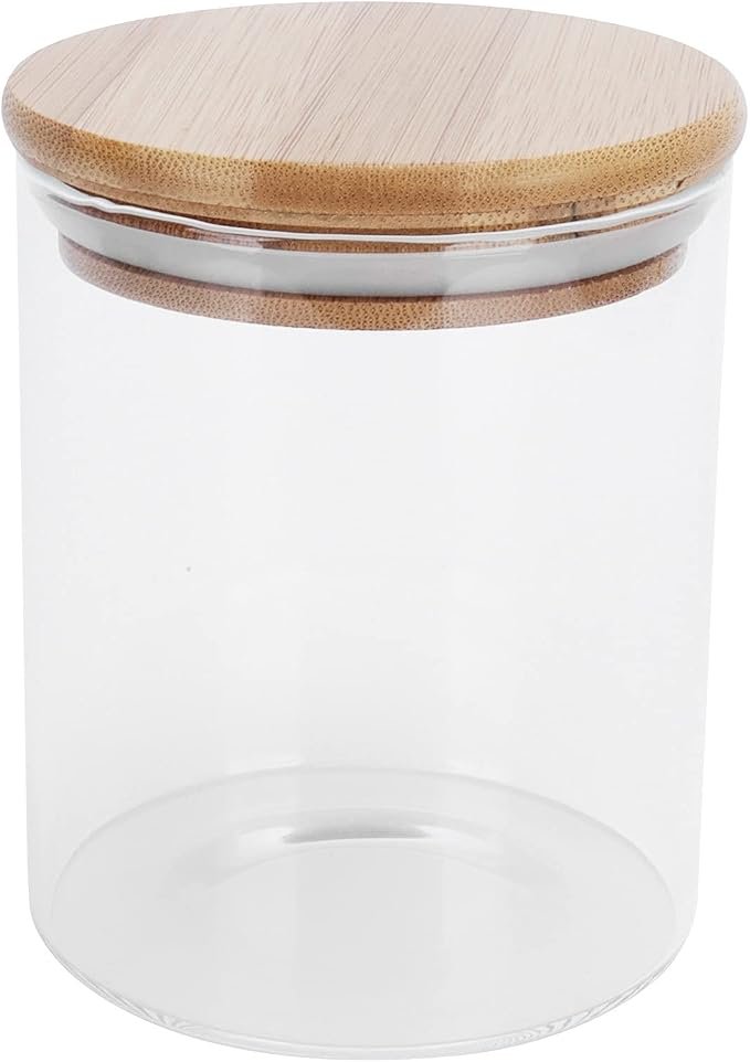 450ml Glass Sealing Jar with Wooden Lid – Transparent Food Storage Container