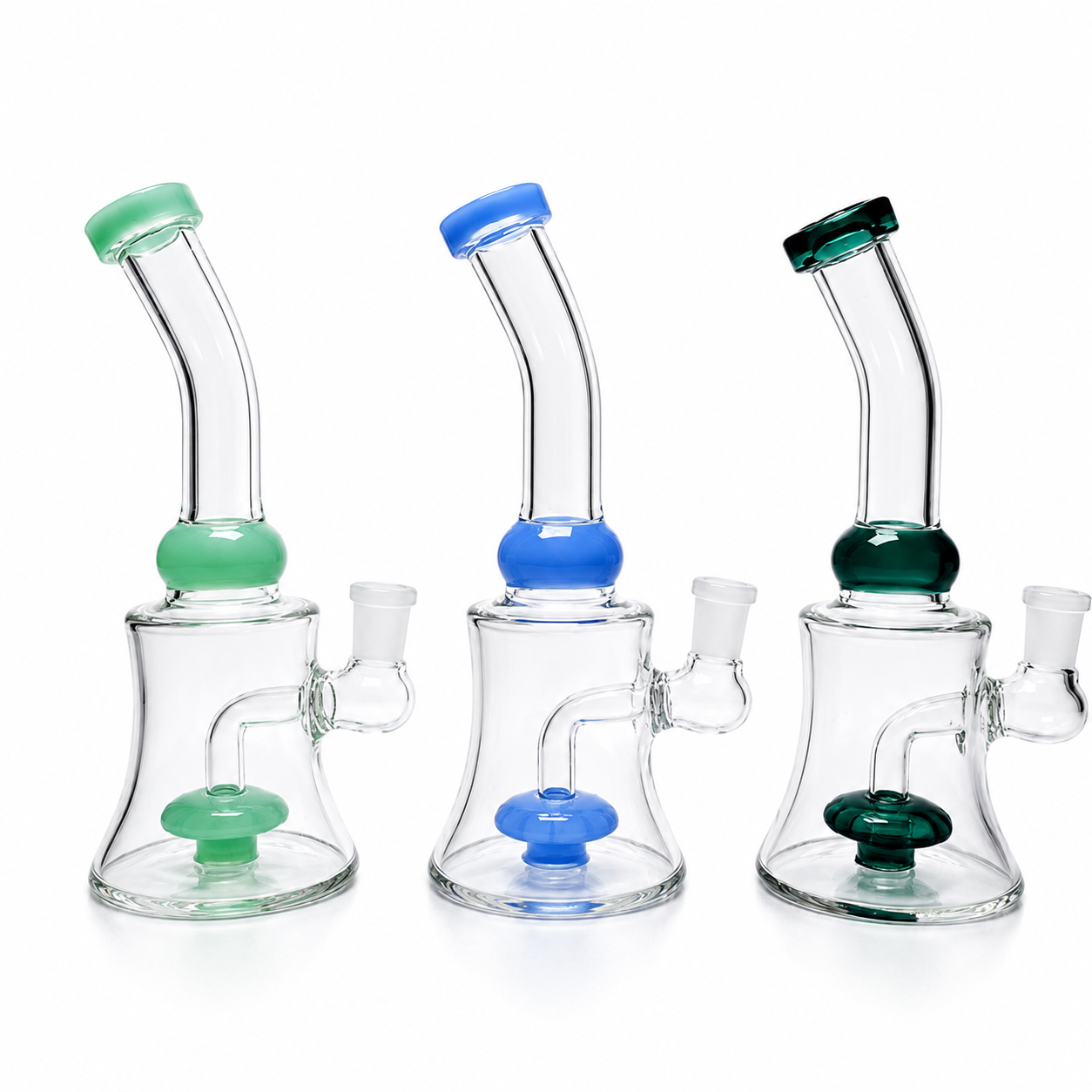 6" Drum Bong Round Disc Filter with Bowl Mixed 3-Colors