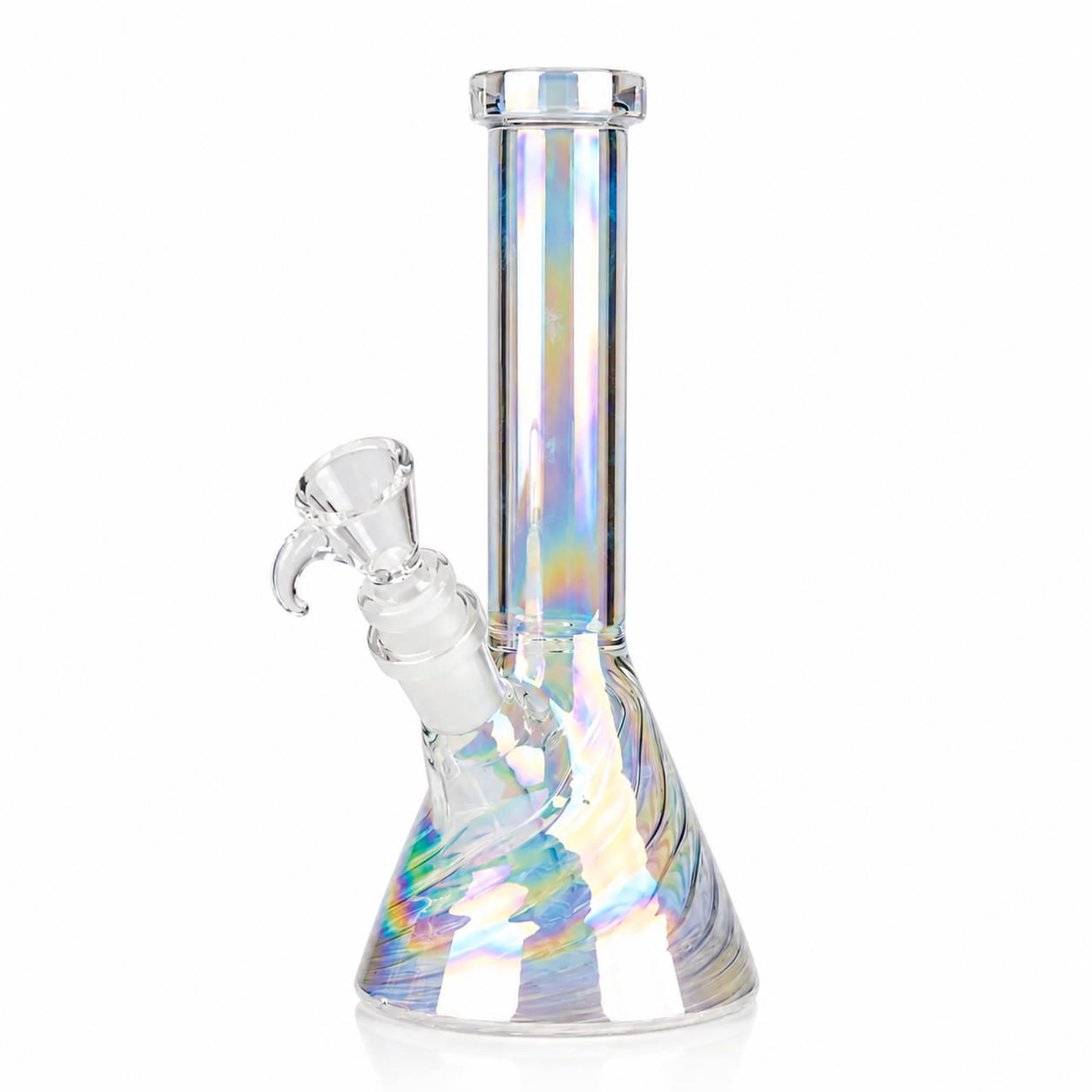 8" Glossy Ribbed Base Beaker 3 pcs Rainbow and Zinc Shiny Shade